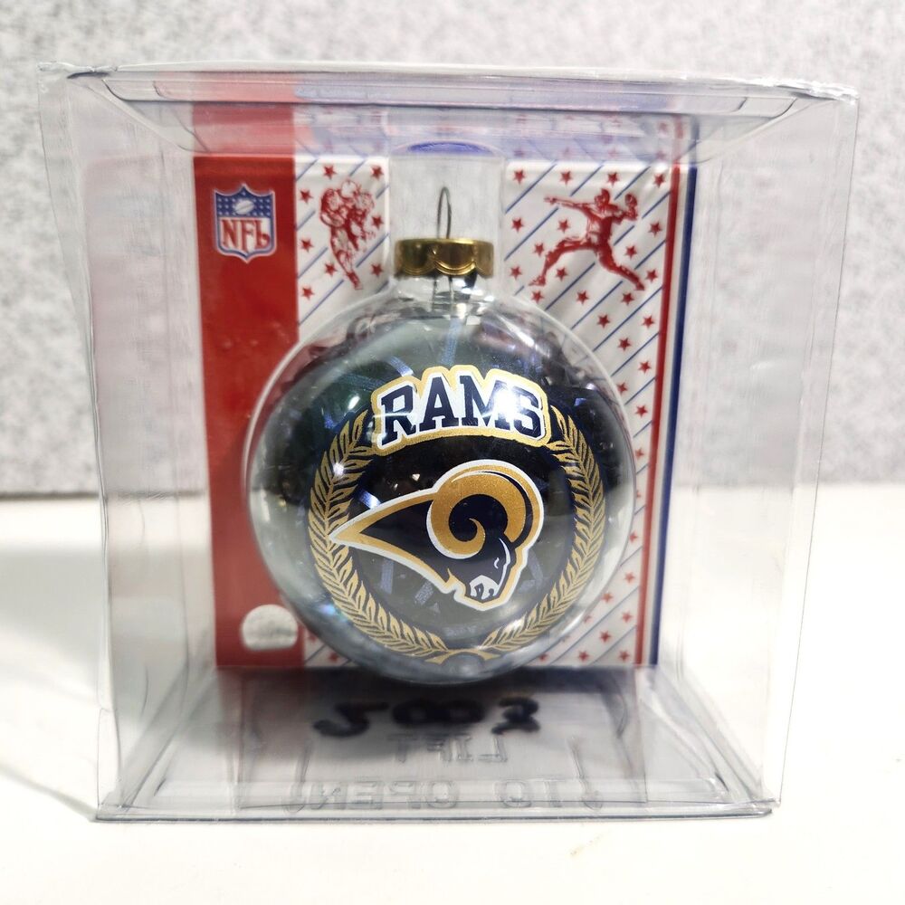 Vintage St Louis Rams Glass Christmas Ornament NFL Football '03 Target Blue Gold
